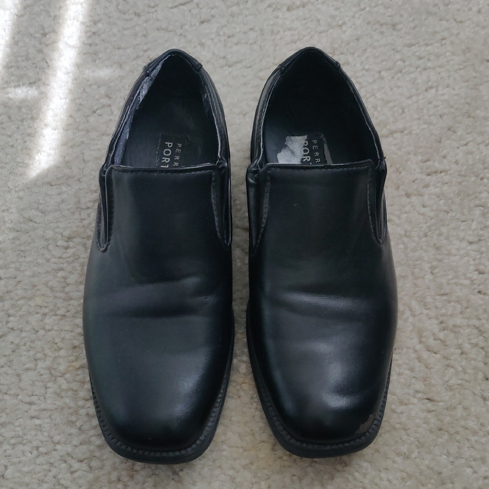 Perry Ellis PORTFOLIO Samuel GP Black Dress Shoes Ultra Foam Kids Sz 3 Y2K Forma